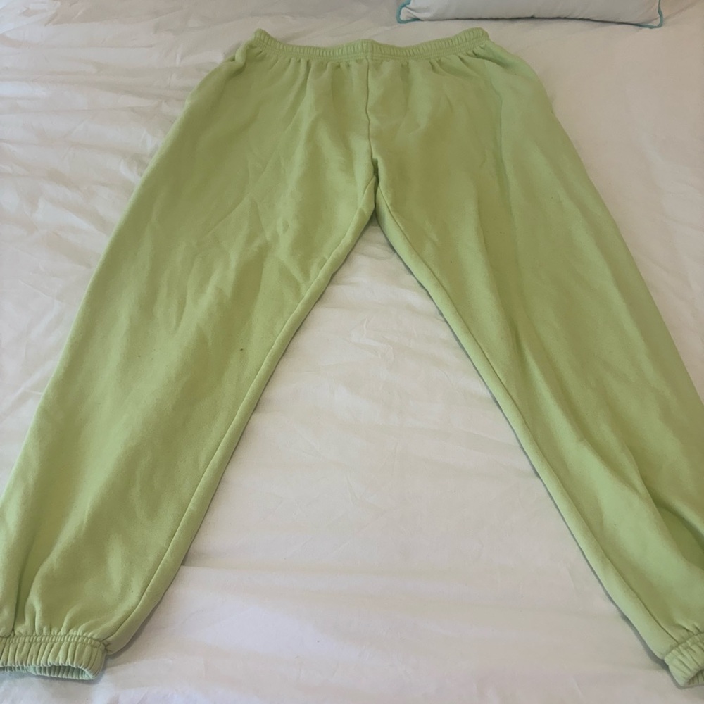 Kittenish Lime Green Fleece Sweatpants